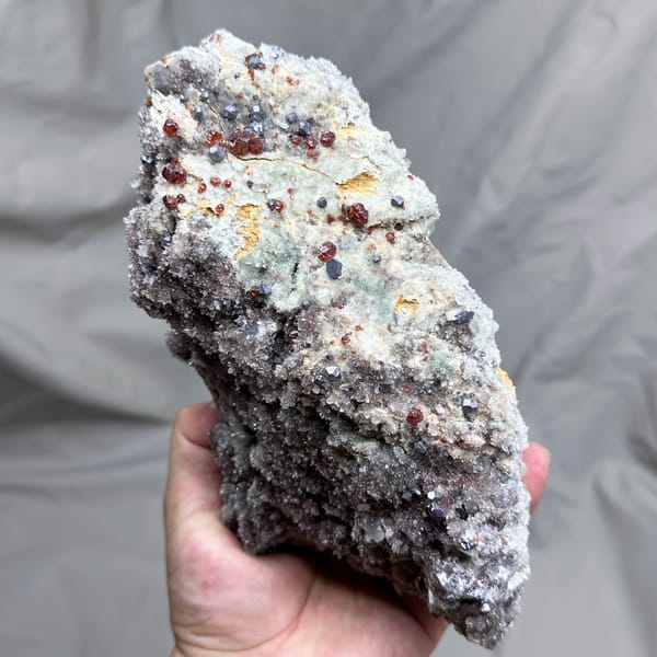 Large plate of red hematoid quartz with sphalerite and galena from Hunan, China, top view