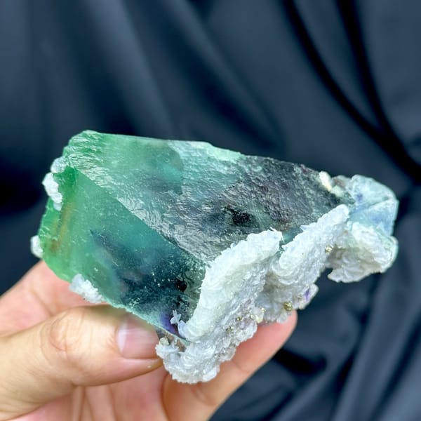 Large glassy phantom fluorite with red, green and blue layers from Inner Mongolia, China, top view