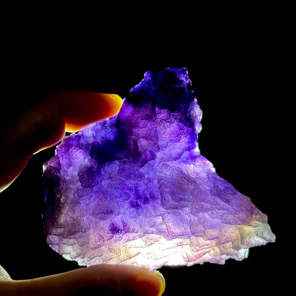 Magenta-purple stepped fluorite plate from Guizhou, China, second angle