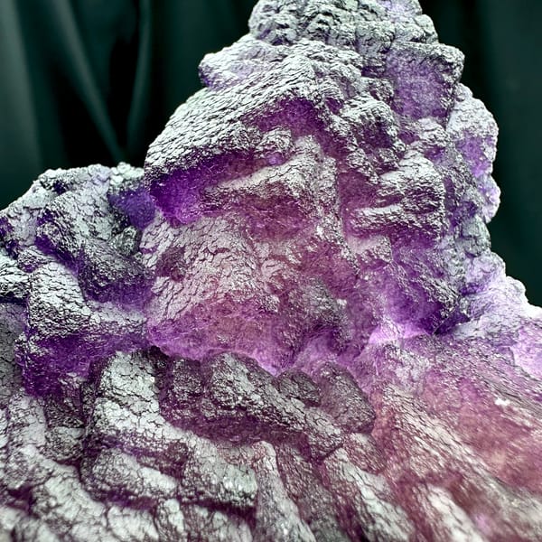 Magenta-purple stepped fluorite plate from Guizhou, China, top view