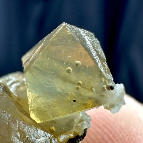 Yellow diamond-shaped quartz crystals with goethite from Inner Mongolia, China, top view