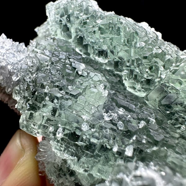 Sugar-green fluorite matrix with quartz from Guangdong, China, second angle