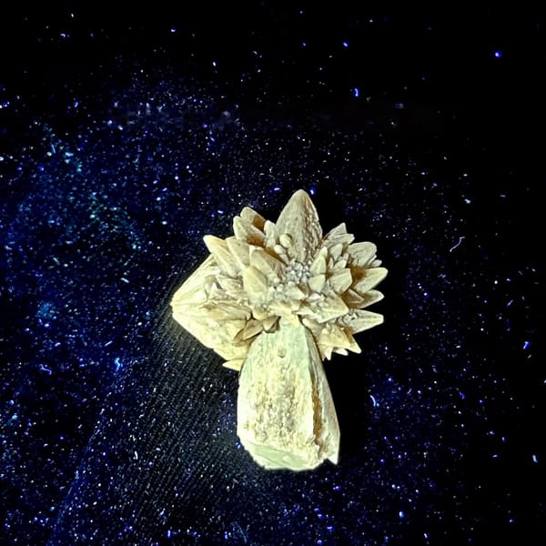 Single amber calcite flower of radiating crystals from Guizhou, China, second angle