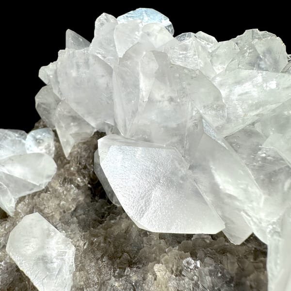 Calcite and fluorite, from Fujian, China, close-up of the crystal faces