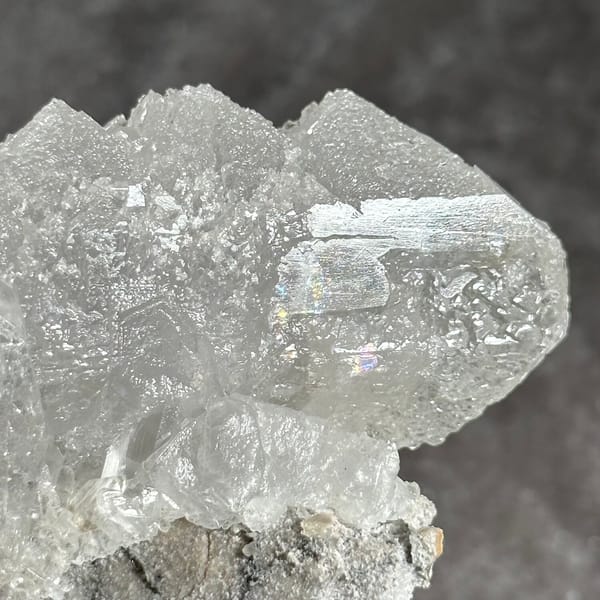 White baryte column with glassy tabular blades from Sichuan, China, oblique view