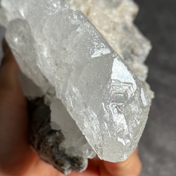 White baryte column with glassy tabular blades from Sichuan, China, lower angle