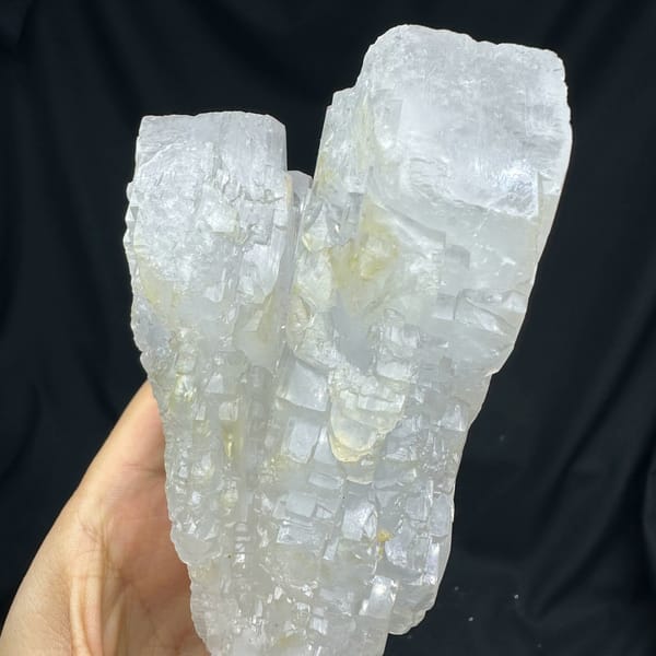 Large white baryte floater of stacked tabular blades from Jinkouhe, Sichuan, China, top view