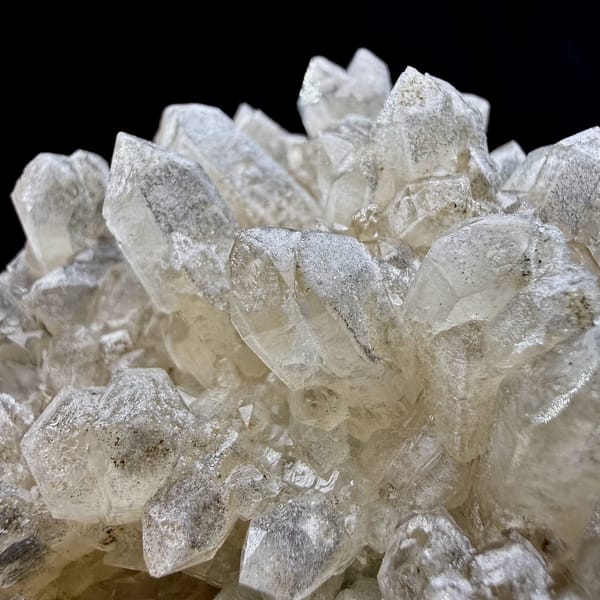 Heart-shaped cluster of pale quartz points from Inner Mongolia, China, top view