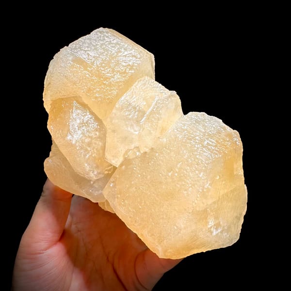 Calcite cluster, from Hunan, China, close-up of the crystal faces
