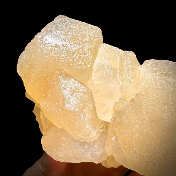 Calcite cluster, from Hunan, China, natural mineral specimen, reverse side