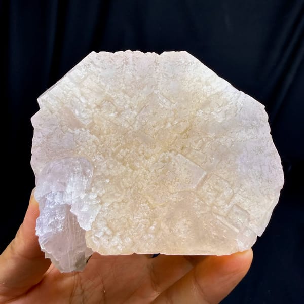 Large peach-pink apophyllite crystal with pearly face from Fujian, China, second angle