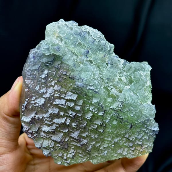Purple-rimmed green stepped fluorite plate from Jiangxi, China, second angle