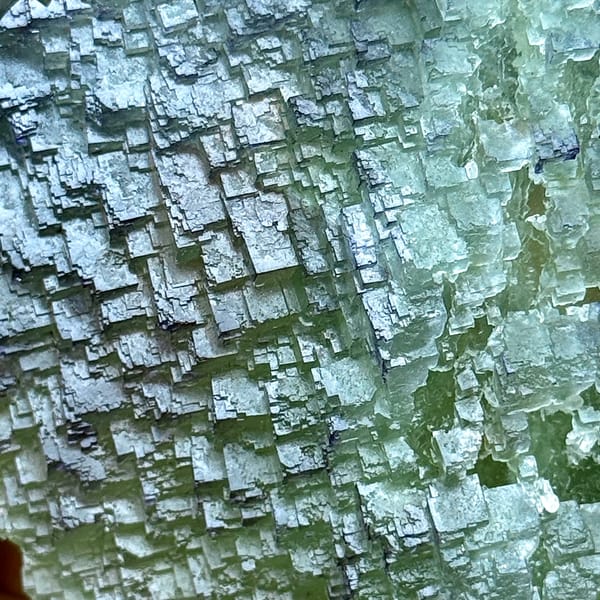 Purple-rimmed green stepped fluorite plate from Jiangxi, China, top view
