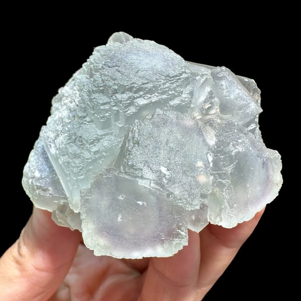 Window-faced stepped fluorite cluster with purple zoning from Guangxi, China, reverse side