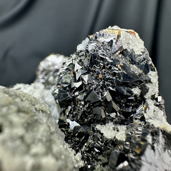 Black botryoidal marmatite with clear quartz needles from Inner Mongolia, China, top view