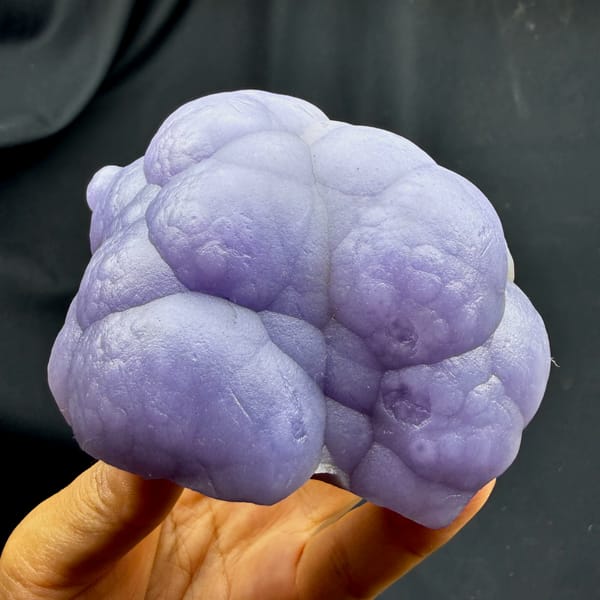 Lavender botryoidal agate mass with purple fluorite from Henan, China, reverse side
