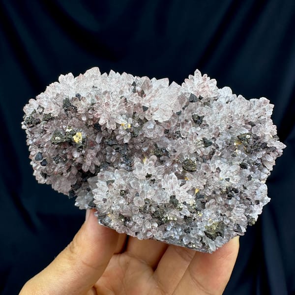 Pale red hematoid quartz crystals with chalcopyrite from Jiangxi, China, second angle