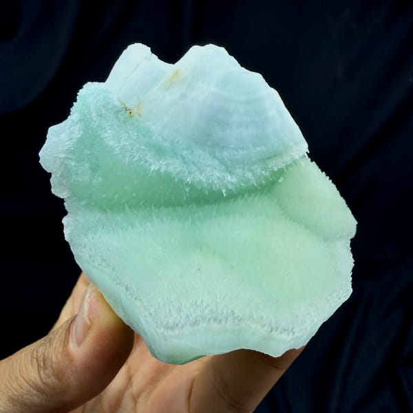 Smooth aqua-green acicular aragonite plate from Yunnan, China, second angle