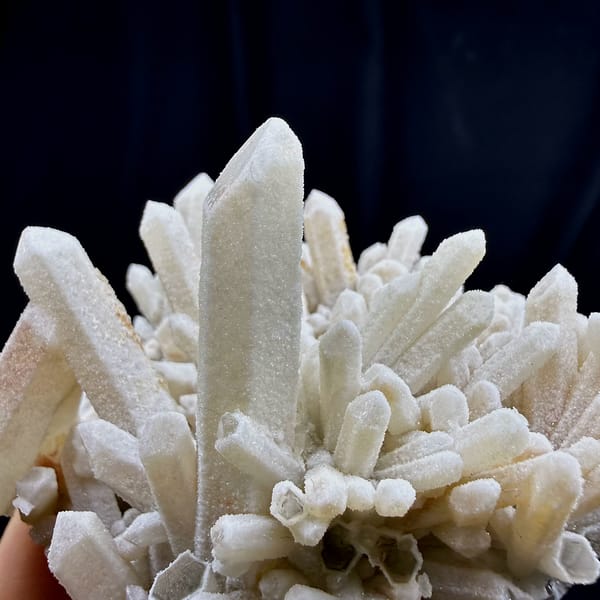 Sugar-textured pale quartz needles in spiky cluster from Guangdong, China, second angle