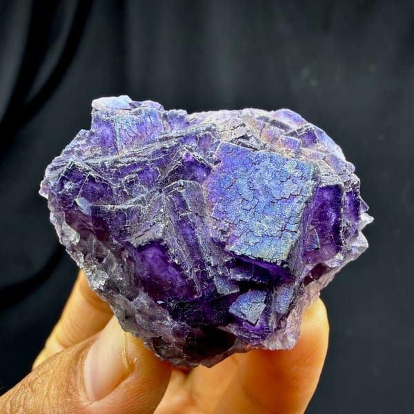 Iridescent purple fluorite with rainbow sheen from Inner Mongolia, China, second angle