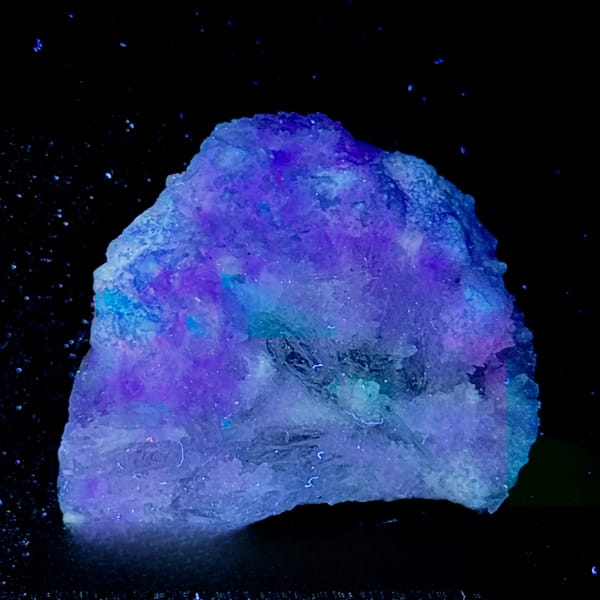 Violet aragonite with clear selenite blades from Yunnan, China, top view