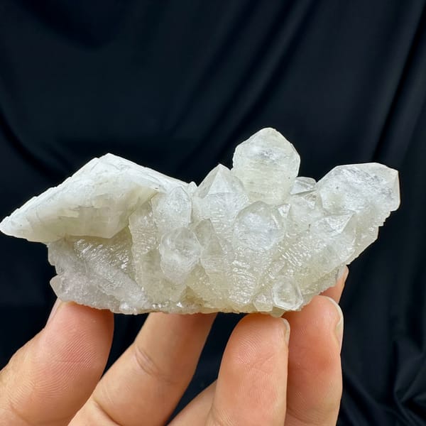 White skeletal quartz crystals with calcite from Inner Mongolia, China, second angle