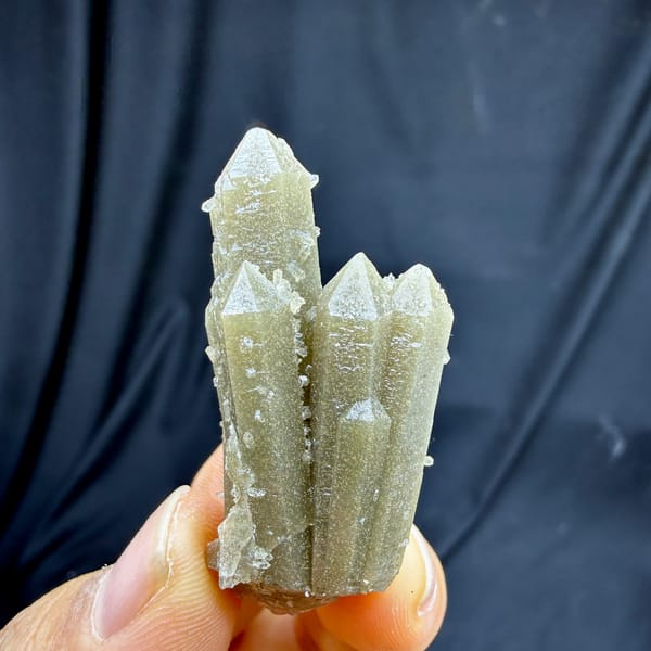 Grey-green quartz prisms with apophyllite from Inner Mongolia, China, detail of the matrix contact