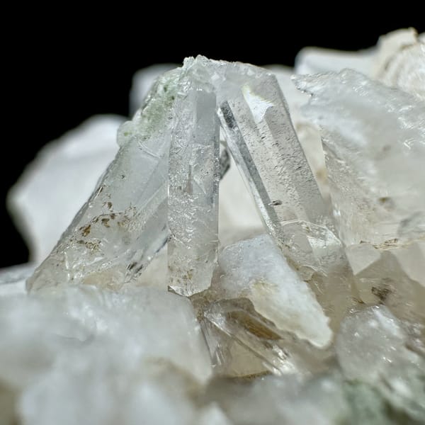 Calcite crystals with quartz, from Guangdong, China, top view