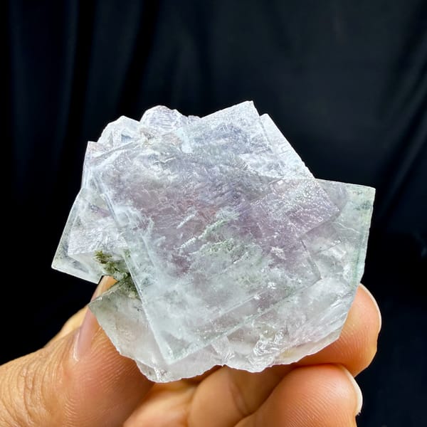 Transparent purple fluorite cubes with snowflake inclusions from Yaogangxian Mine, Hunan, China, second angle