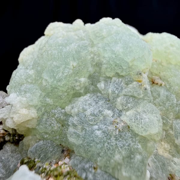 Mint-green prehnite balls with epidote and quartz from Sichuan, China, reverse side