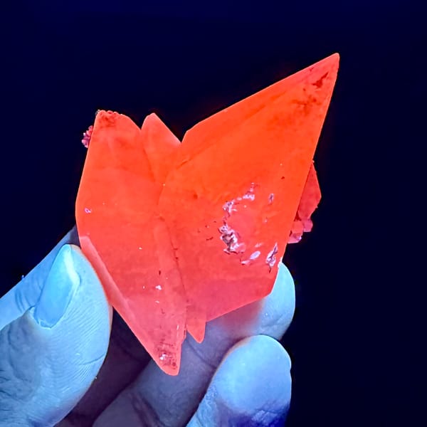 Tall translucent calcite scalenohedron from Inner Mongolia, China, side view