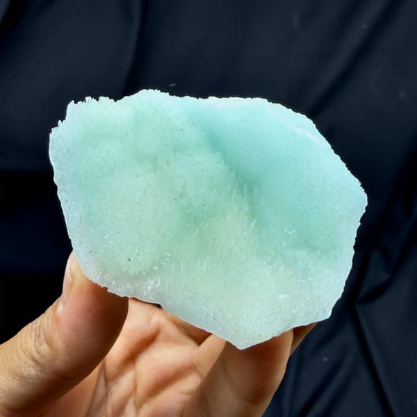 Flat aqua-green acicular aragonite plate from Yunnan, China, second angle