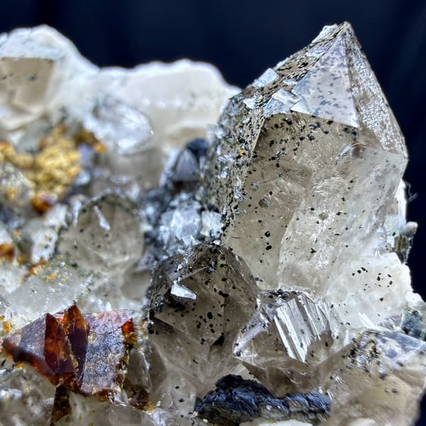 Quartz and feldspar plate with golden helvine crystal from Yunxiao, Fujian, China, reverse side