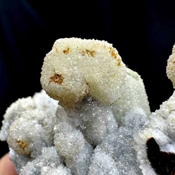Hollow gumdrop fluorite balls with quartz from Inner Mongolia, China, top view