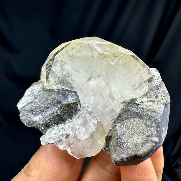 Calcite crystal, from Fujian, China, close-up of the crystal faces