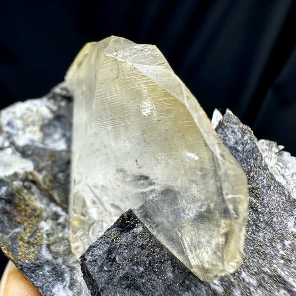 Calcite crystal, from Fujian, China, natural mineral specimen, top view