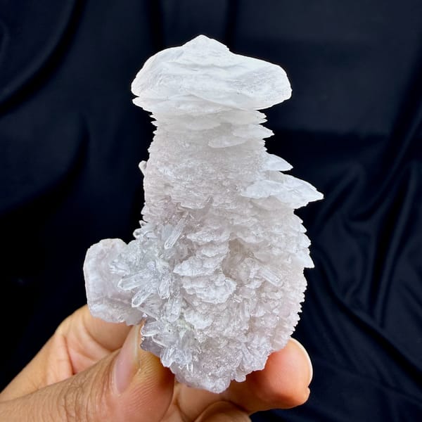 Layered calcite floater, from Fujian, China, close-up of the crystal faces