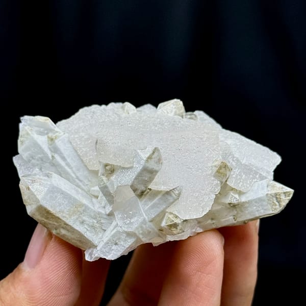 Star calcite with candle quartz, from Inner Mongolia, China, reverse side