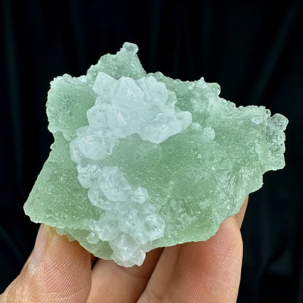 Mint-green fluorite mass with white quartz patch from Guangdong, China, second angle