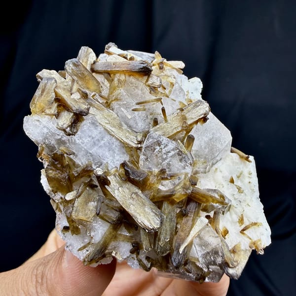 Pale quartz floater with garnet, apophyllite and chabazite from Yunxiao, Fujian, China, top view