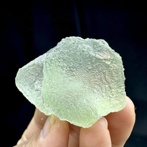 Pale green stepped fluorite with frosted skin from Guangdong, China, top view