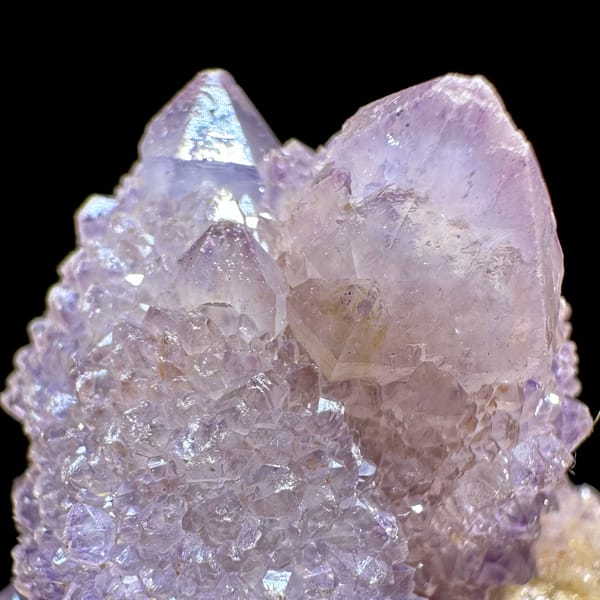 Lilac cactus quartz crystal on small matrix from South Africa, top view