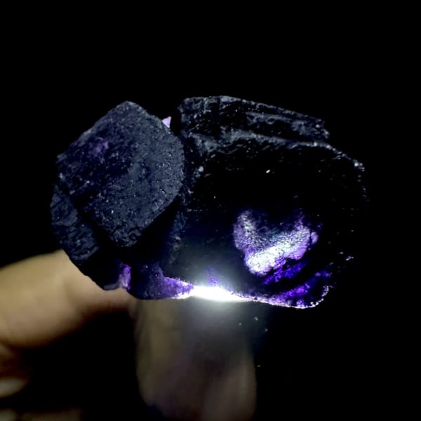 Two black-purple fluorite cubes with matte skin from Inner Mongolia, China, reverse side
