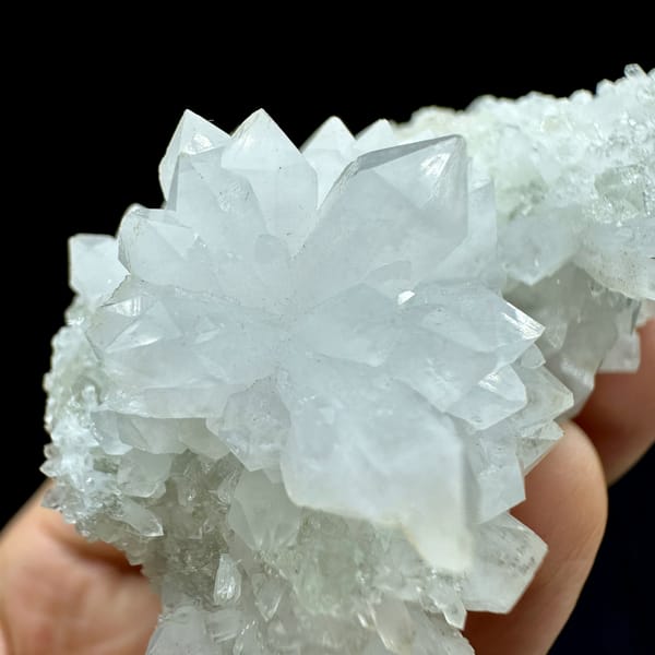 White quartz cluster with clear point and white fluorite from Guangdong, China, reverse side