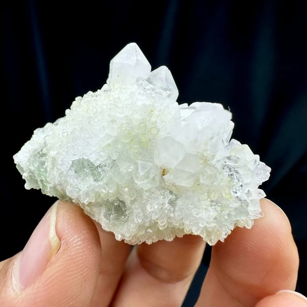 Clear quartz points with pale green fluorite from Guangdong, China, reverse side