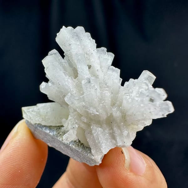Feather calcite spray, from Shangbao Mine, Hunan, China, close-up of the crystal faces