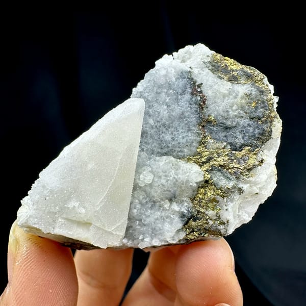 Sugar calcite with chalcopyrite, from Hunan, China, reverse side