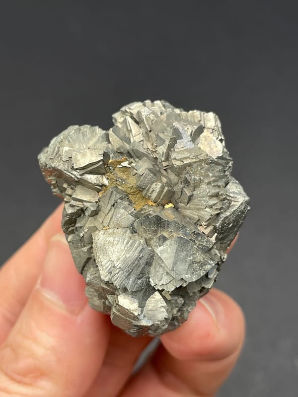 Silvery metallic arsenopyrite crystal group from Yaogangxian, Hunan, China, reverse side