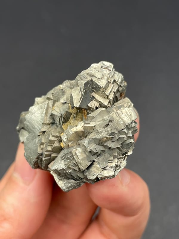 Silvery metallic arsenopyrite crystal group from Yaogangxian, Hunan, China, top view