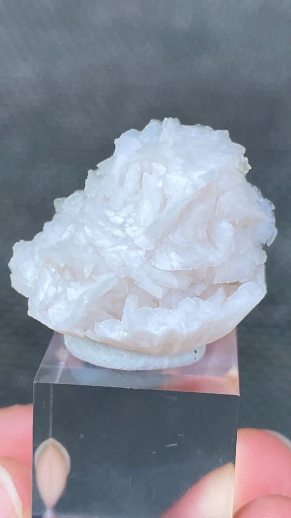 White dolomite crystal rosette with dark pyrite from Hunan, China, reverse side
